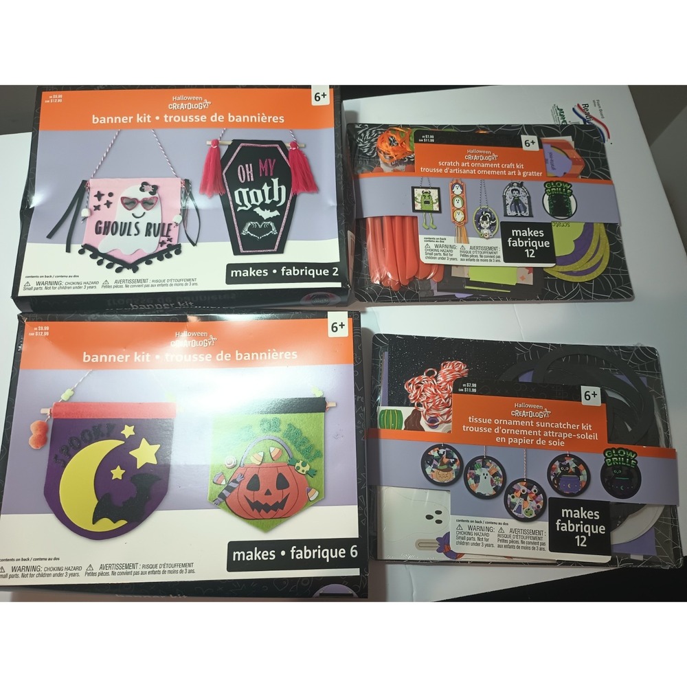 Lot 4 Creatology Halloween Craft Kits Kids Felt Banner Suncatcher Scratch Art